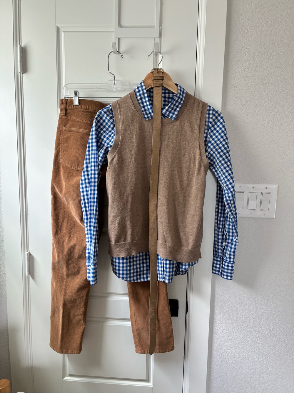 J. Crew Blue and White Gingham Button-Up Shirt